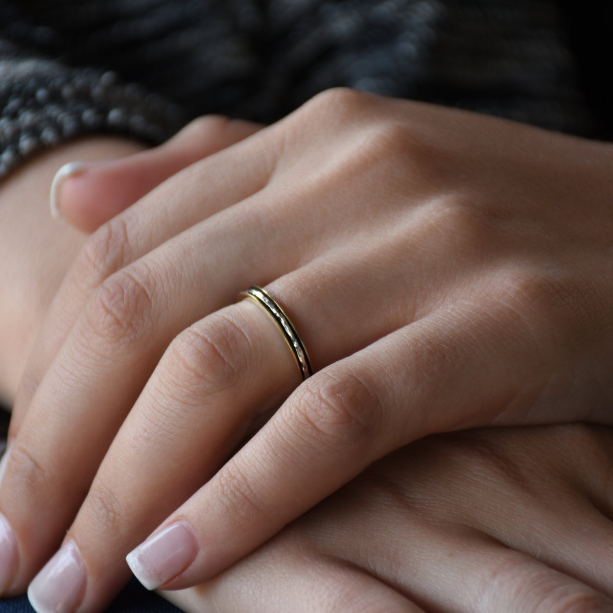 R0911B Brass and Silver Thin Spinner Ring