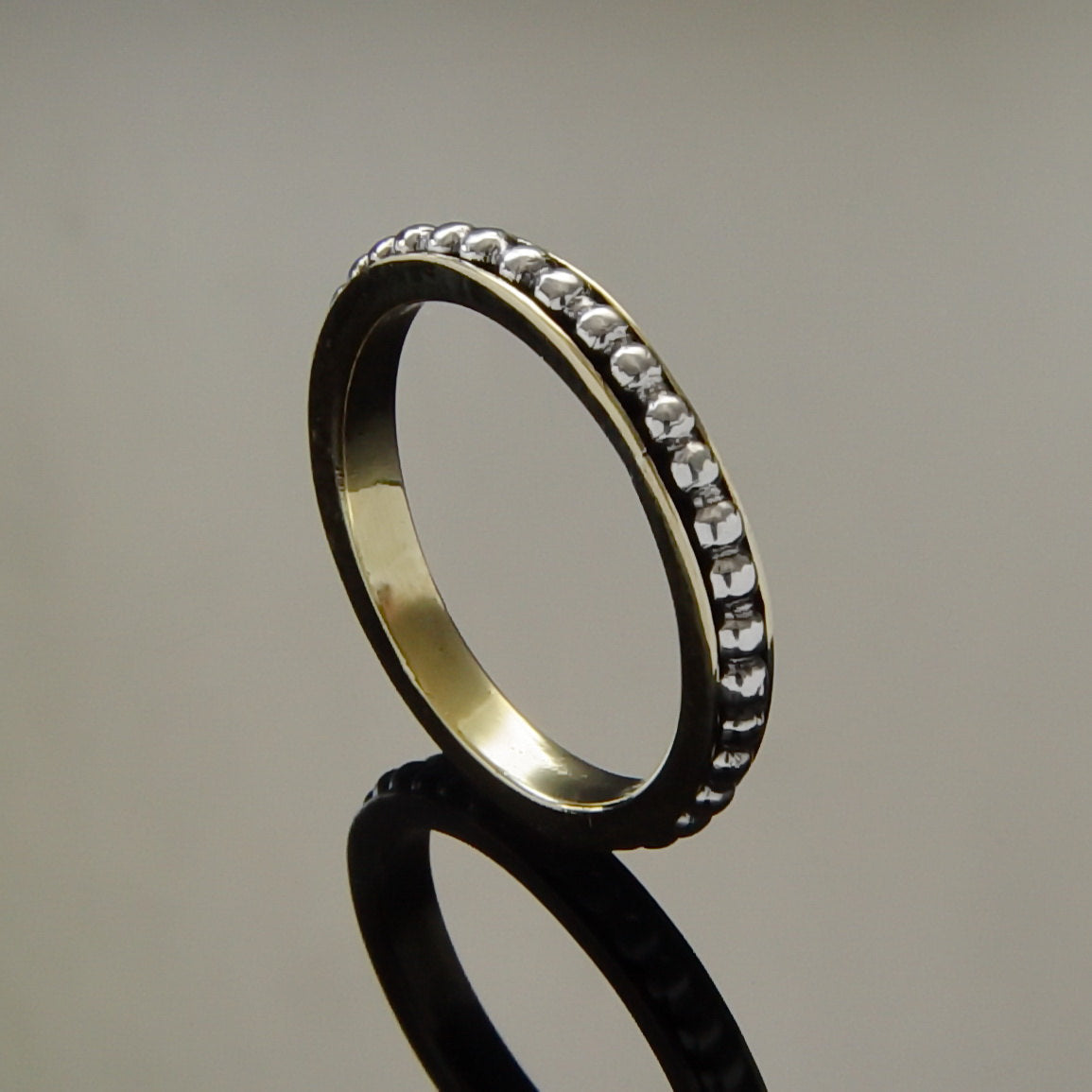 R0911C Brass and Silver Dotted Spinner Ring