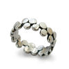 R1529 Dotted wide silver band with Opals