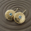 EG7822-1 Textured Gold round earrings with Topaz