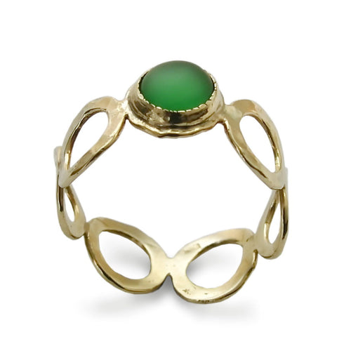 RG1266X Gold Circles Ring with Green Quartz