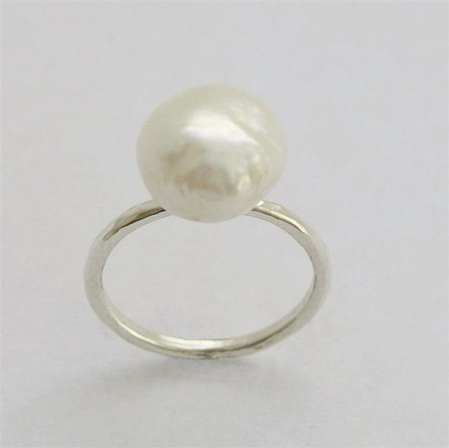 R1533 Peach Pearl silver ring