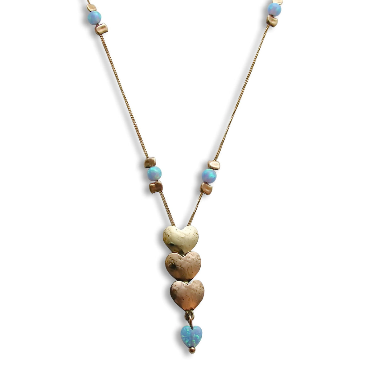 NG8946 Gold hearts Y necklace with Opal