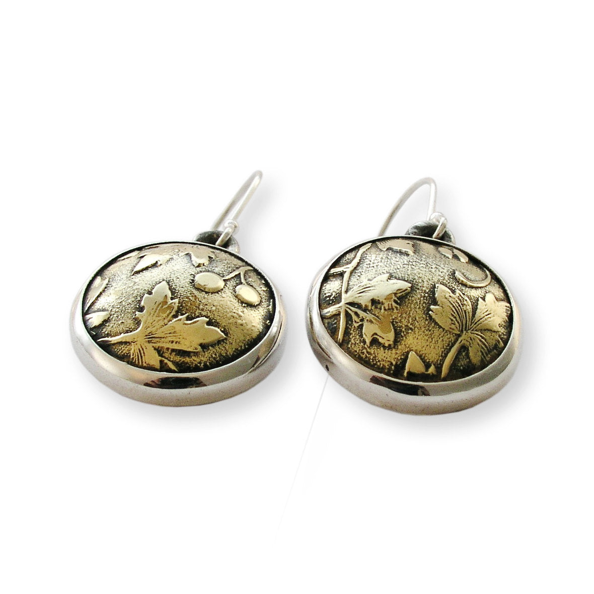 E2209 Brass and Silver Round Earrings