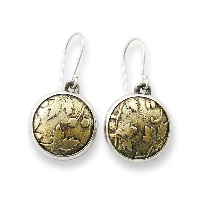E2209 Brass and Silver Round Earrings
