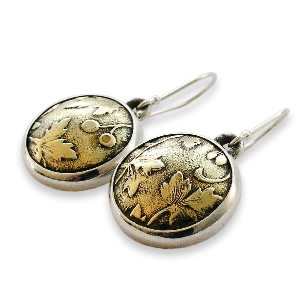 E2209 Brass and Silver Round Earrings