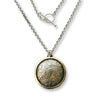 N4736 Round floral silver and gold pendant necklace