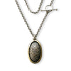 N4735 Oval floral silver and gold pendant necklace