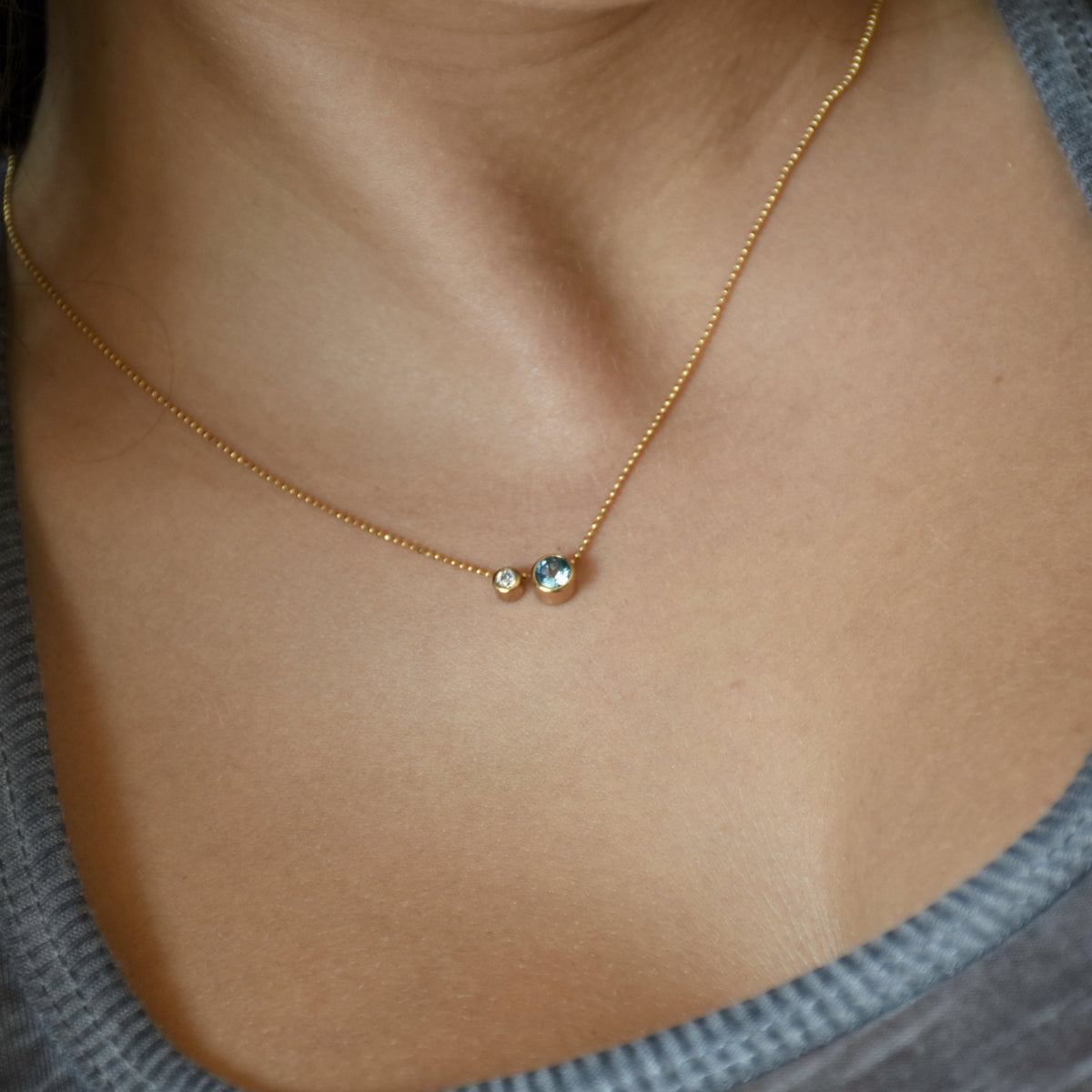 NG4741 Topaz and Diamond gold necklace