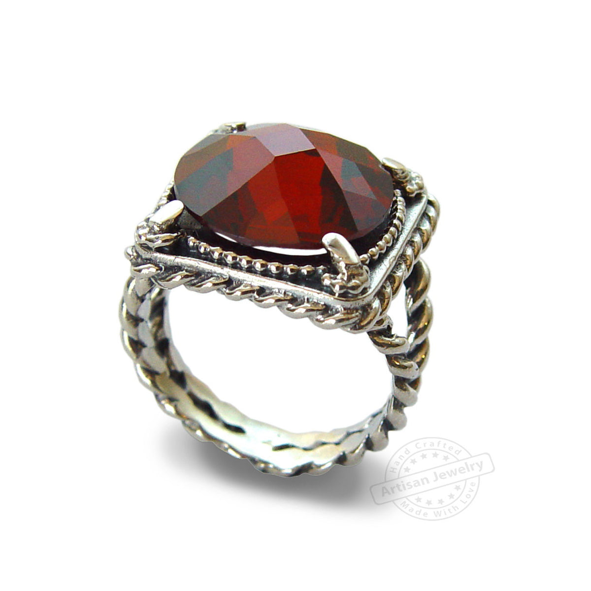 R1755 Red Zirconia rope ring