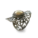 R1779G Ethnic large gold silver ring