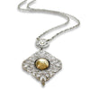 N4733G Two Tone Y Necklace with Lace Charm