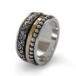 R1149H Hammered gold and silver spinner ring