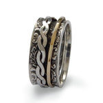 R1733B Braided silver band with gold spinner