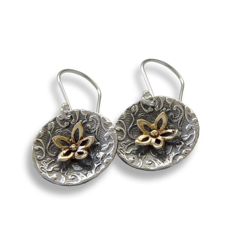 E2214 Gold and Silver floral Earrings