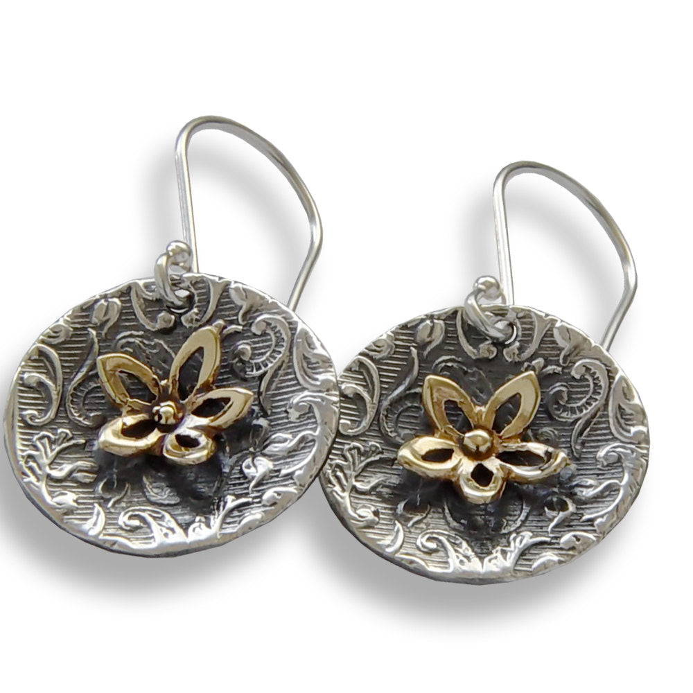 E2214 Gold and Silver floral Earrings