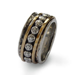 R1012F Floral Silver and Gold Spinner Band