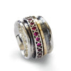 R1075M Rustic Silver Spinner Ring with Ruby