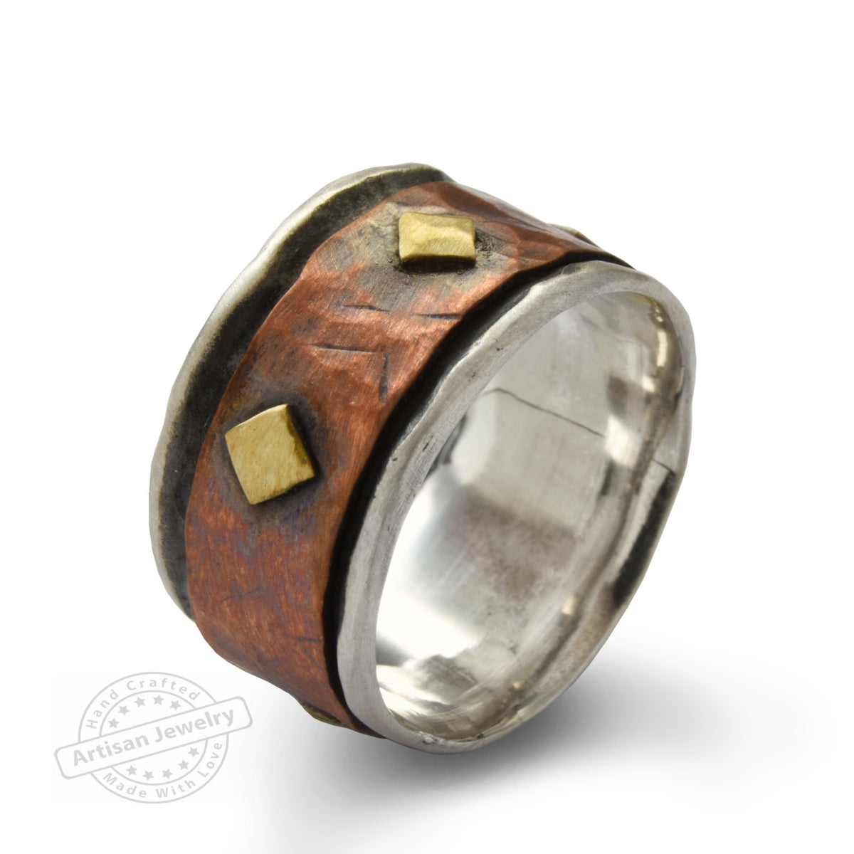 R1075N Rustic Copper Men Spinner Ring