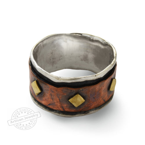 R1075N Rustic Copper Men Spinner Ring