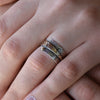 R1659 Rustic silver gold rivet ring