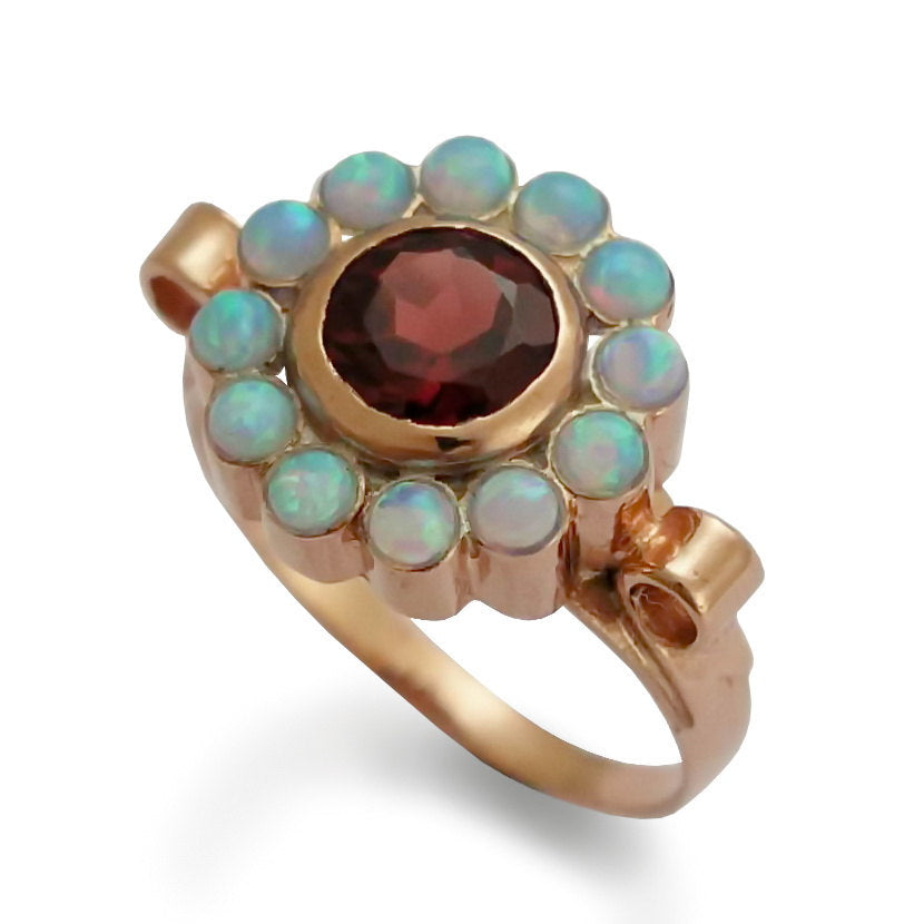 RG1125-1 Victorian flower gemstones ring