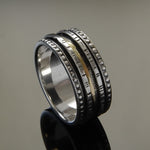 R1150C Dotted Oxidized Silver spinner band