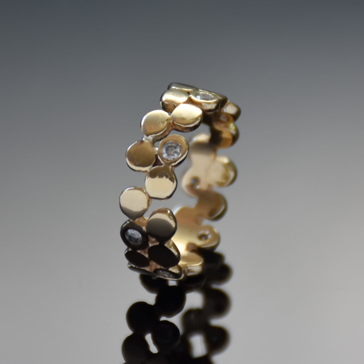RG1175X Gold and Diamonds Dotted Ring