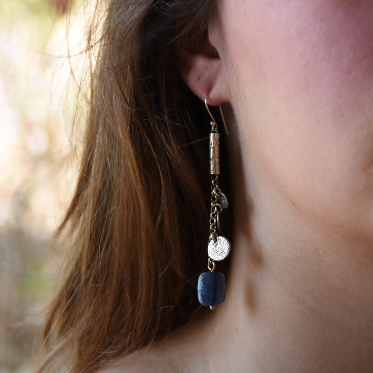 E7907C Blue Kyanite bohemian earrings