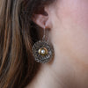 E2126G Two Tone Lace Earrings with Pearls