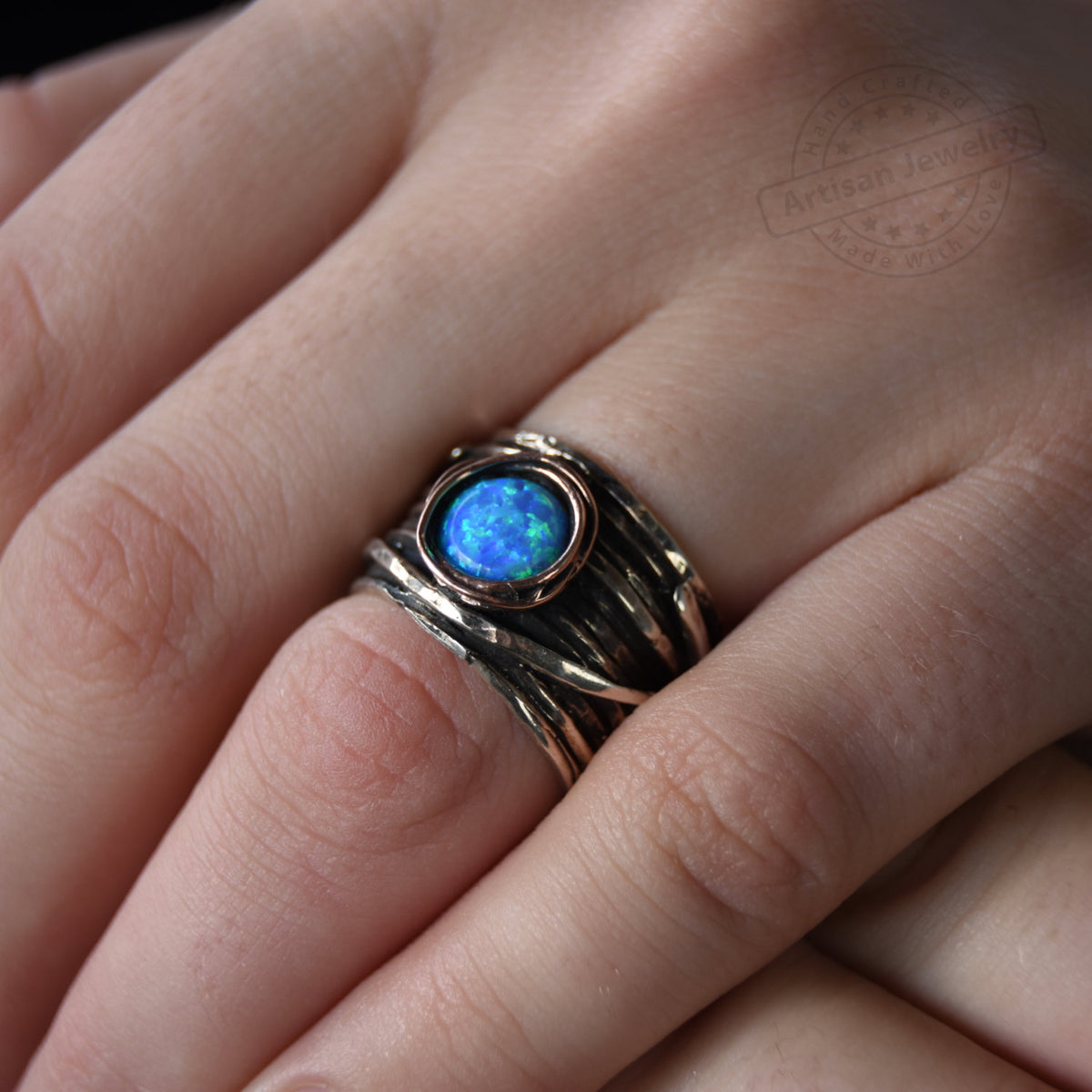 R1505G Two tone wrap ring with Opal