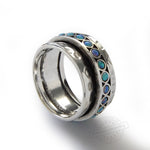 R1735B Hammered Silver and Opal Spinner Ring