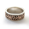 R1151 Rose gold flowers wide band
