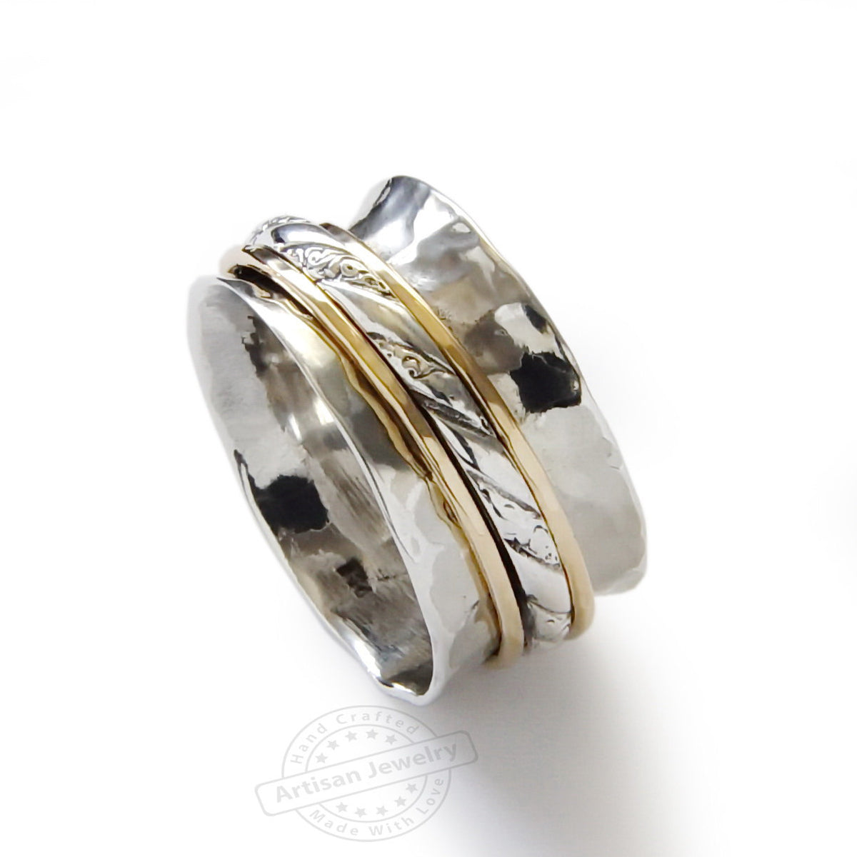 R1019J Shiny Braided Spinner Ring