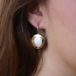 E7717-1 Round Drop Earrings with Mother of Pearl