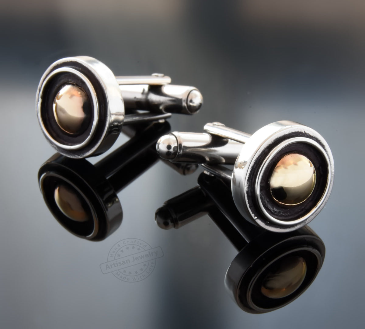 C0267 Round Two Tone Cufflinks