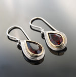 E0329 Teardrop Red Garnet Earrings