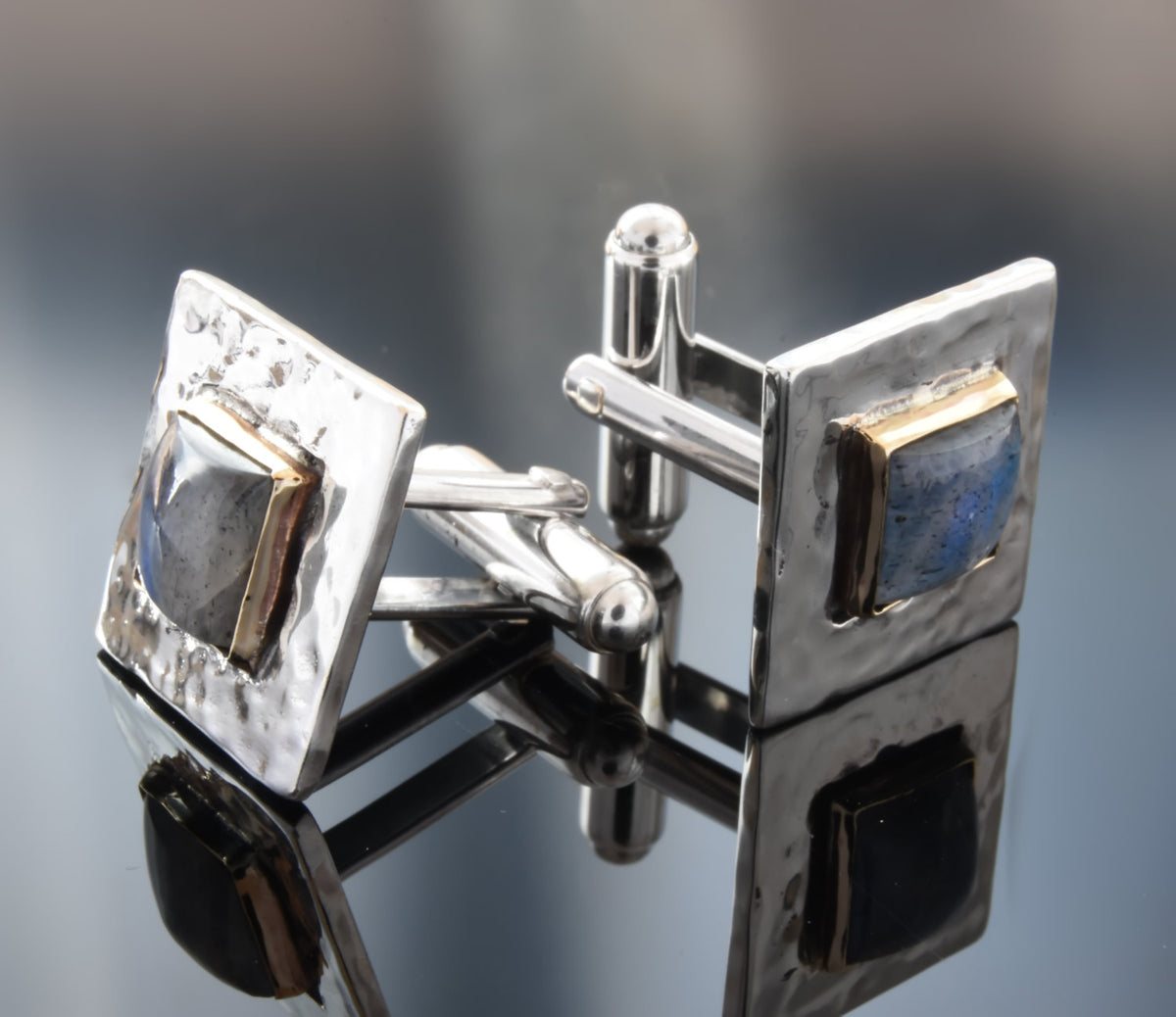 C5001 Gray Labradorite Square Cufflinks