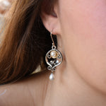 E2151G Floral Chandelier Earrings with Pearls
