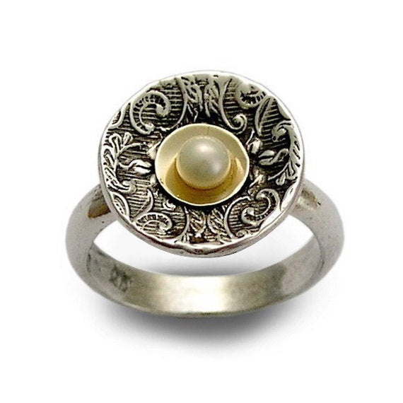R1603C Floral nest Pearl ring