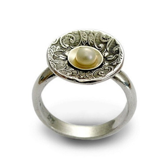 R1603C Floral nest Pearl ring