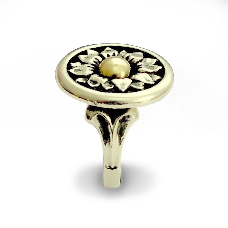 R0148 Silver gold sunflower ring