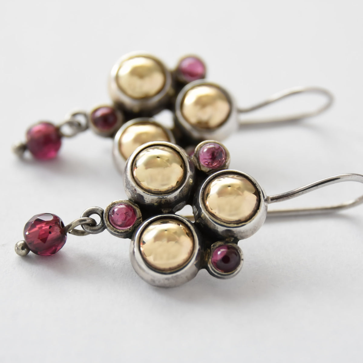 E0707B Gold Garnet chandelier earrings