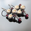 E0707B Gold Garnet chandelier earrings