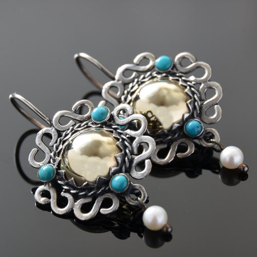 E0709 Swirl gemstones drop earrings