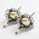 E0709 Swirl gemstones drop earrings