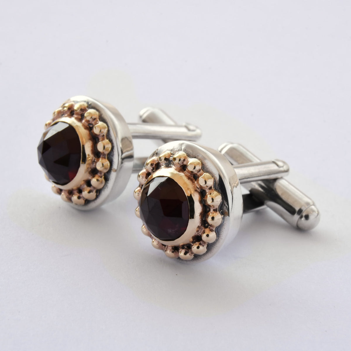 C0238 Sapphire silver and gold cufflinks