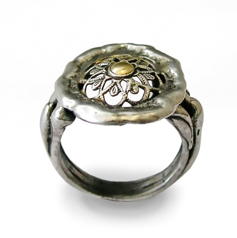 R1729 Two tone Sunflower ring