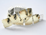 B0671 Wide Hammered Gold Link Bracelet