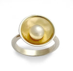R1569G Pearl gold bowl ring